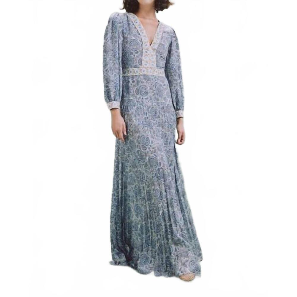 NEW ROSEWATER HOUSE tooba floral maxi dress in blue